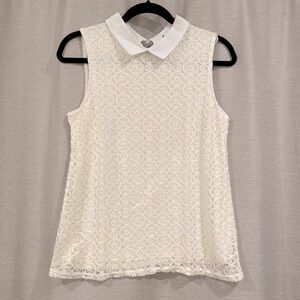 LIV Off-White Sleeveless Blouse with Collar Size Medium